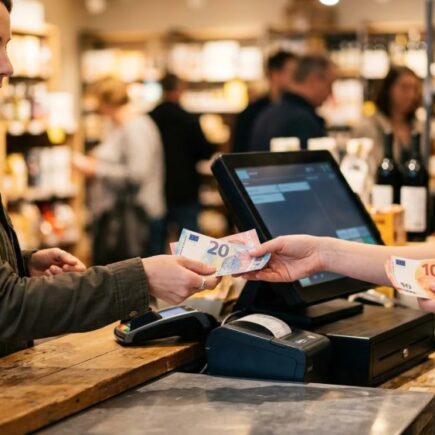 Platba v hotovosti eurobankovkami pri pokladni v obchode